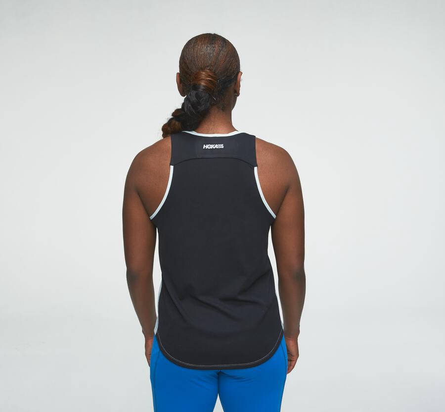 Tops Womens - Hoka One One Performance Tank - Blue/Black - PTLHCWD-83